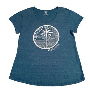 Blue 84 Heathered Teal Blue Tee Ron Jon Surf Shop Grand Turk Size Large